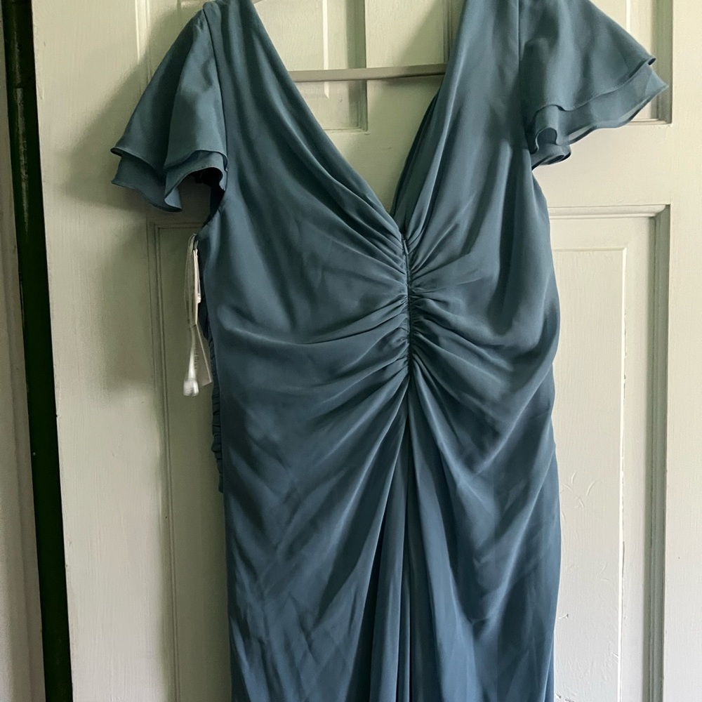 Chic Blue Maxi Dress with Ruched Detail